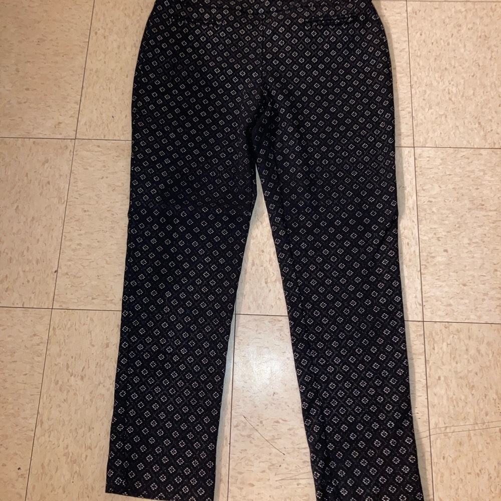 Black with white  floral pattern dress slacks